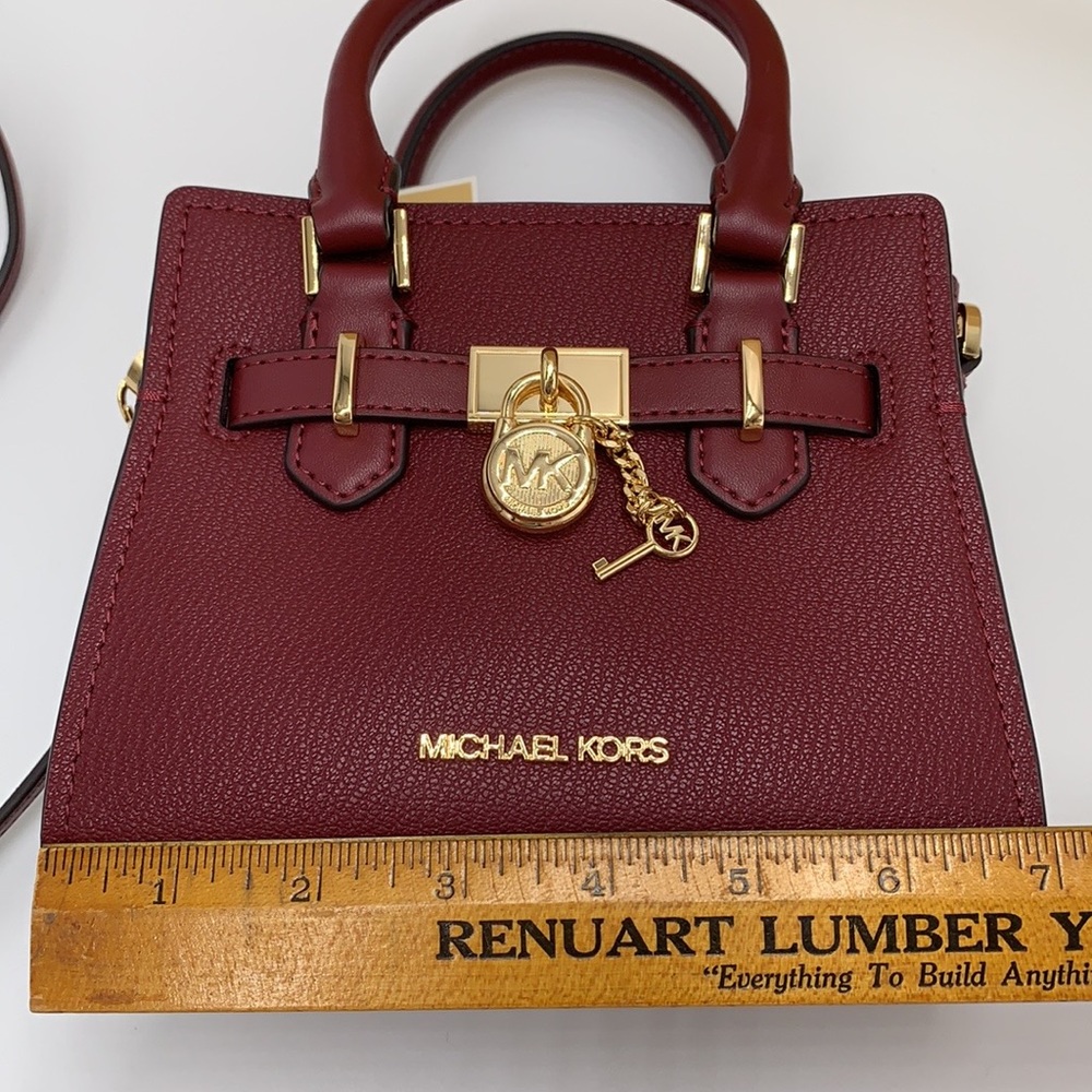 MICHAEL KORS HAMILTON XSMALL SATCHEL CROSSBODY DARK CHERRY COLOR - Picture 15 of 16